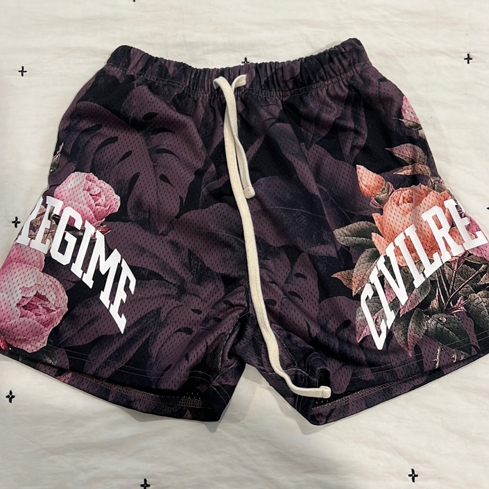 CivilRegime Seeds growth mesh shorts in pink seeds